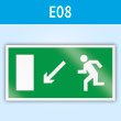 Знак E08 «Направление к эвакуационному выходу налево вниз» (пластик, 300х150 мм)